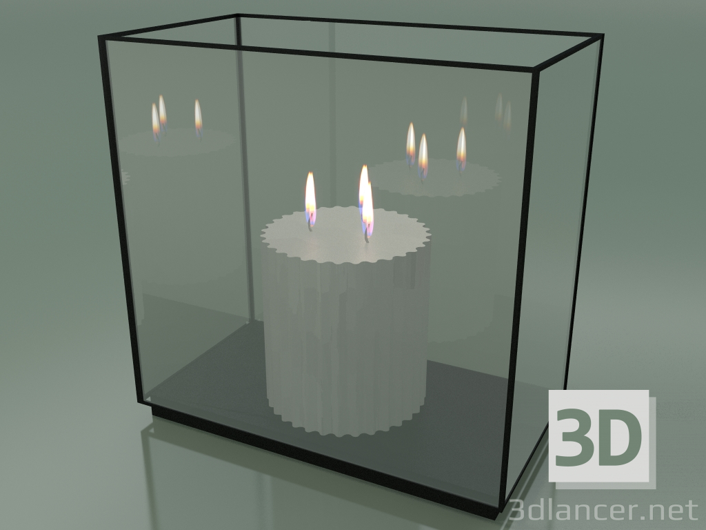 3D Modell Etui zur Aufbewahrung mit einer Dreifachkerze (C205A) - Vorschau