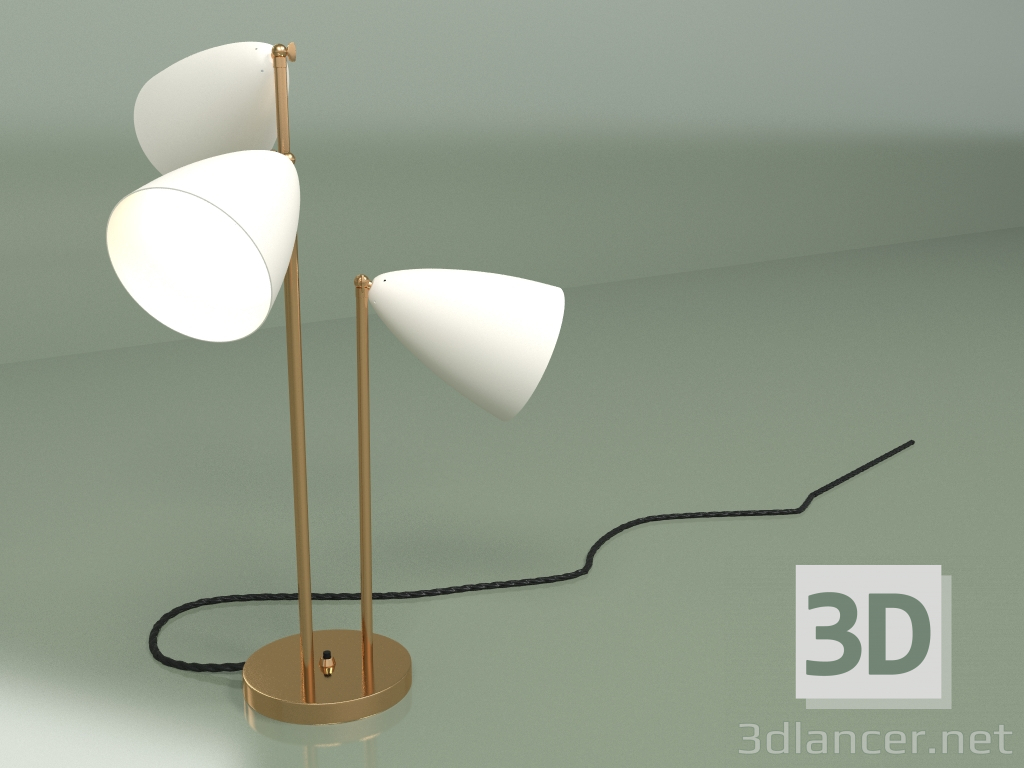 modèle 3D Lampe de table à trois bras (blanc) - preview
