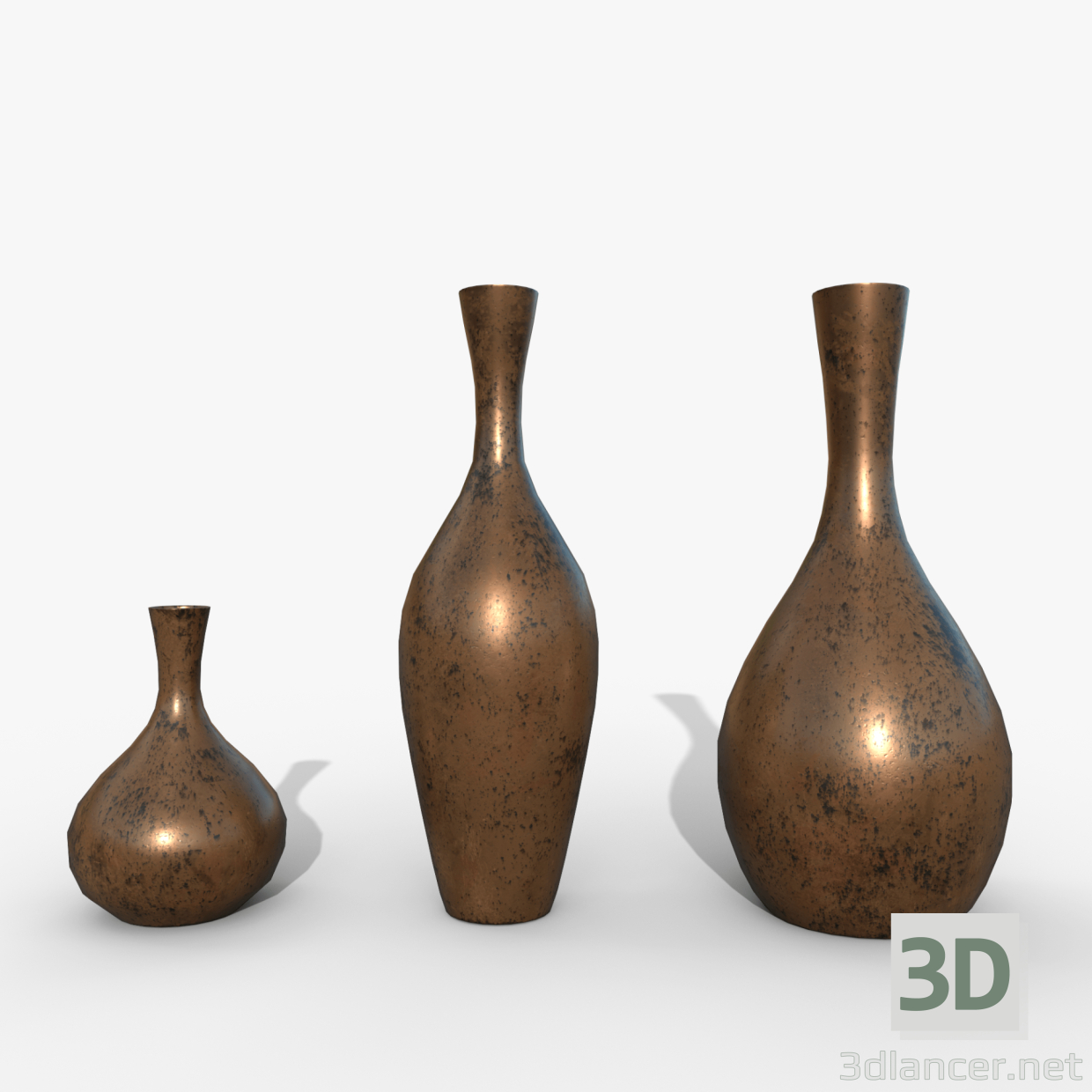 3d Vases asset Bronze model buy - render