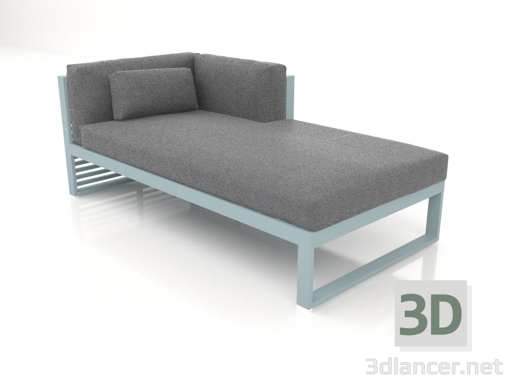 modèle 3D Canapé modulable section 2 droite (Bleu gris) - preview