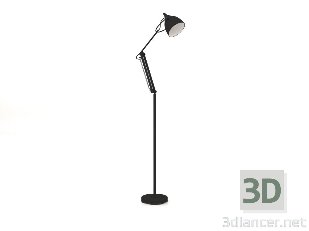 3D Modell Stehlampe zum Lesen (Mattschwarz) - Vorschau