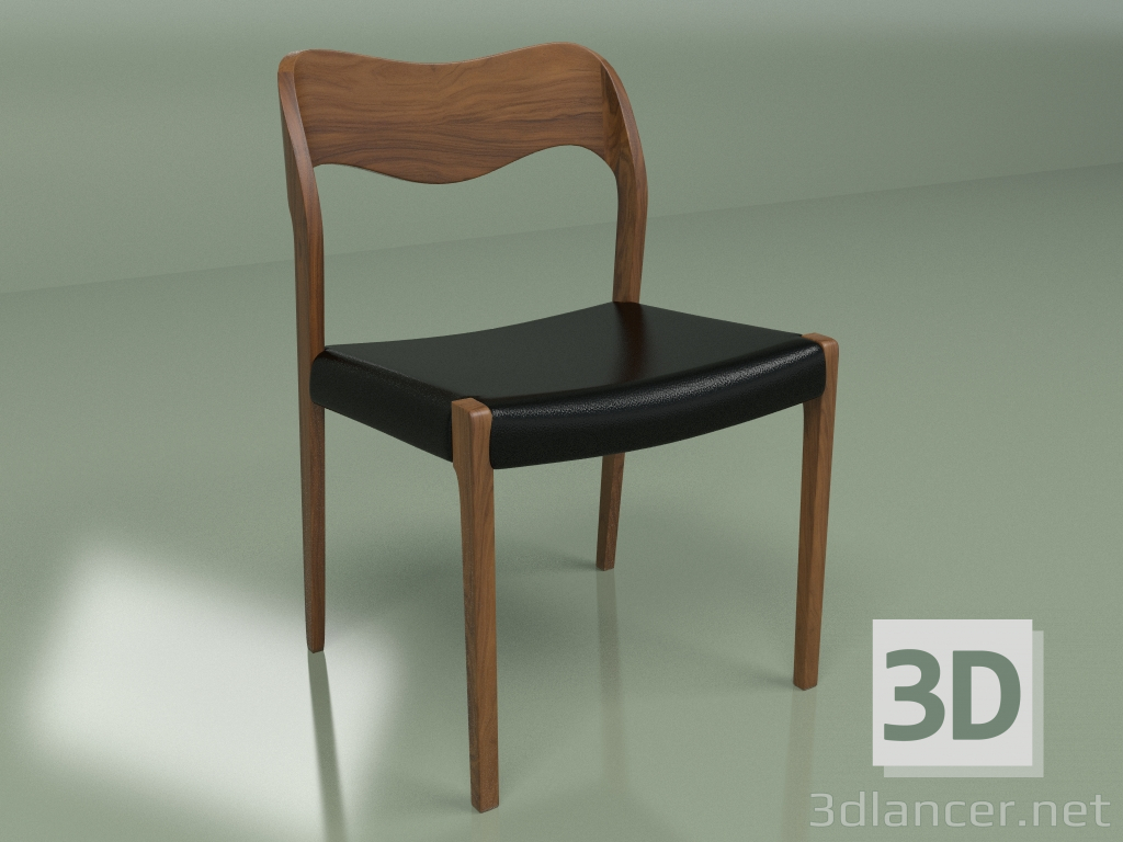 3d model Chair Wide (black, solid walnut) - preview