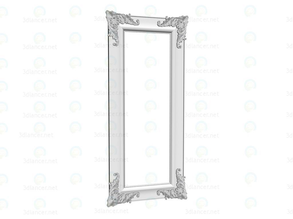 modèle 3D Miroir d’ornement blanc brillant 180 x 80 - preview