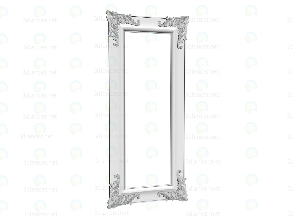 Modelo 3d Espelho ornamento branco brilhante 180 x 80 - preview