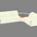 3D modeli Sehpalı klasik deri koltuk - önizleme