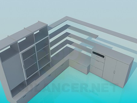 3d model Angular furniture wall-cabinet - preview 3d model Angular furniture wall-cabinet - preview