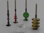 Glass candlesticks and candles