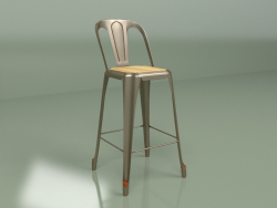 Semi-bar chair Marais with wooden seat (gun bronze)