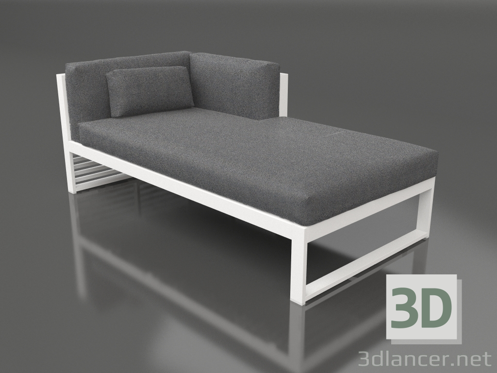 modèle 3D Canapé modulable, section 2 droite (Blanc) - preview