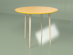 Mesa de cocina enchapada Sputnik 90 cm (amarillo-mostaza)