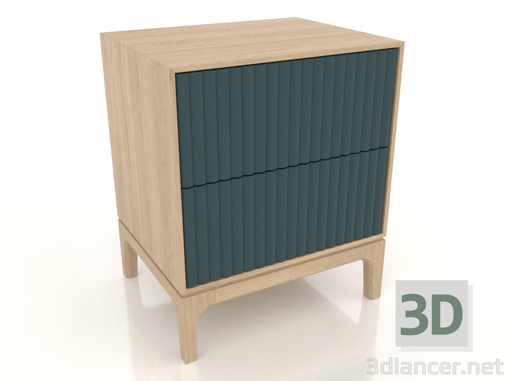 3d model Bedside table FARGO 2 drawers with milled facades (sea wave, lightened oak, option 4) - preview