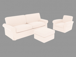 Sofa mit Hocker und Sessel
