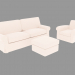 3D modeli Puf ve koltuk ile kanepe - önizleme