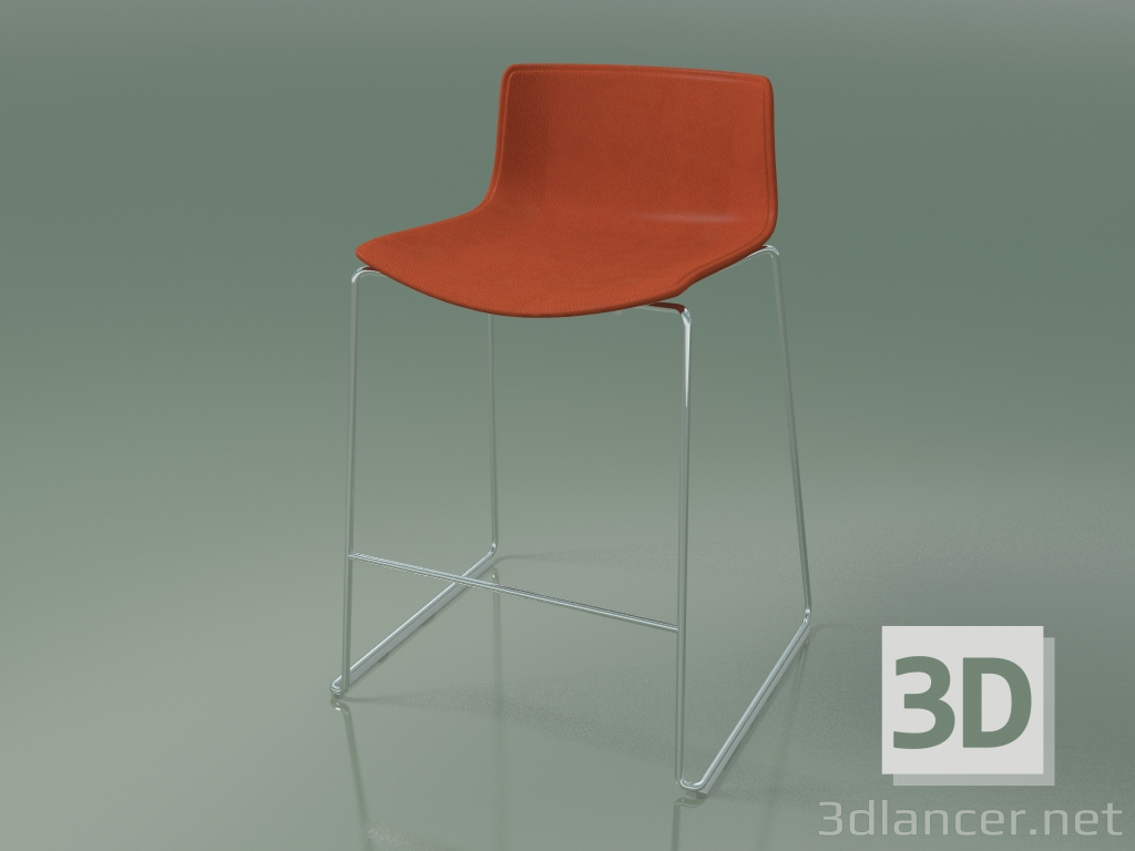 3D Modell Barstuhl 0484 (auf einem Schlitten mit abnehmbarer Lederausstattung) - Vorschau