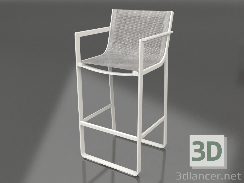 modèle 3D Tabouret avec dossier haut et accoudoirs (Gris agate) - preview