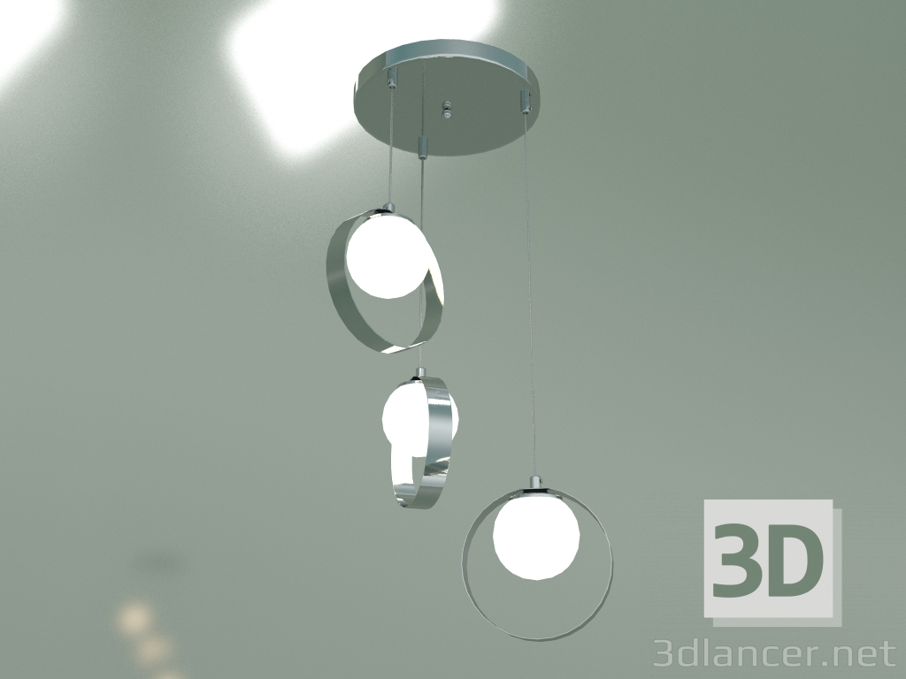 modello 3D Lampada a sospensione Dublin 50205-3 (cromo) - anteprima