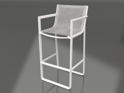 Stool with a high back and armrests (White)
