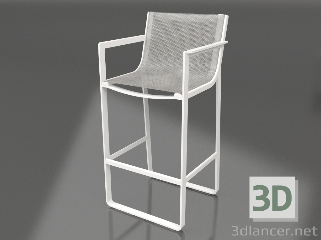 3d model Stool with a high back and armrests (White) - preview