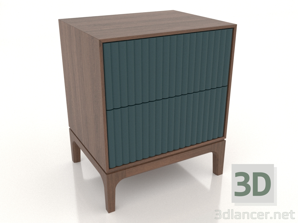 3d model Bedside table FARGO 2 drawers with milled facades (sea wave, tobacco oak, option 4) - preview