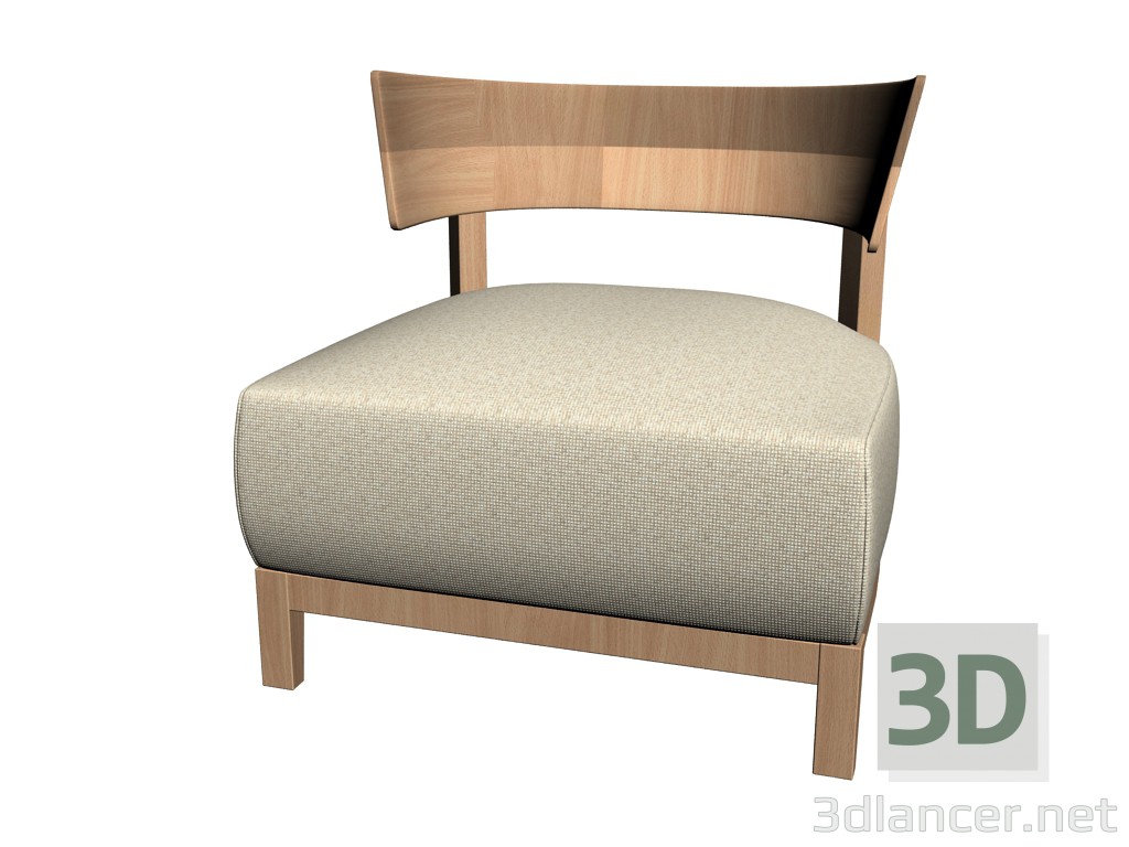modèle 3D Chaise en bois massif Thomas - preview