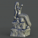 3d Mermaid on the stone model buy - render