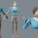 Chica de dibujos animados Low-poly 3D modelo Compro - render