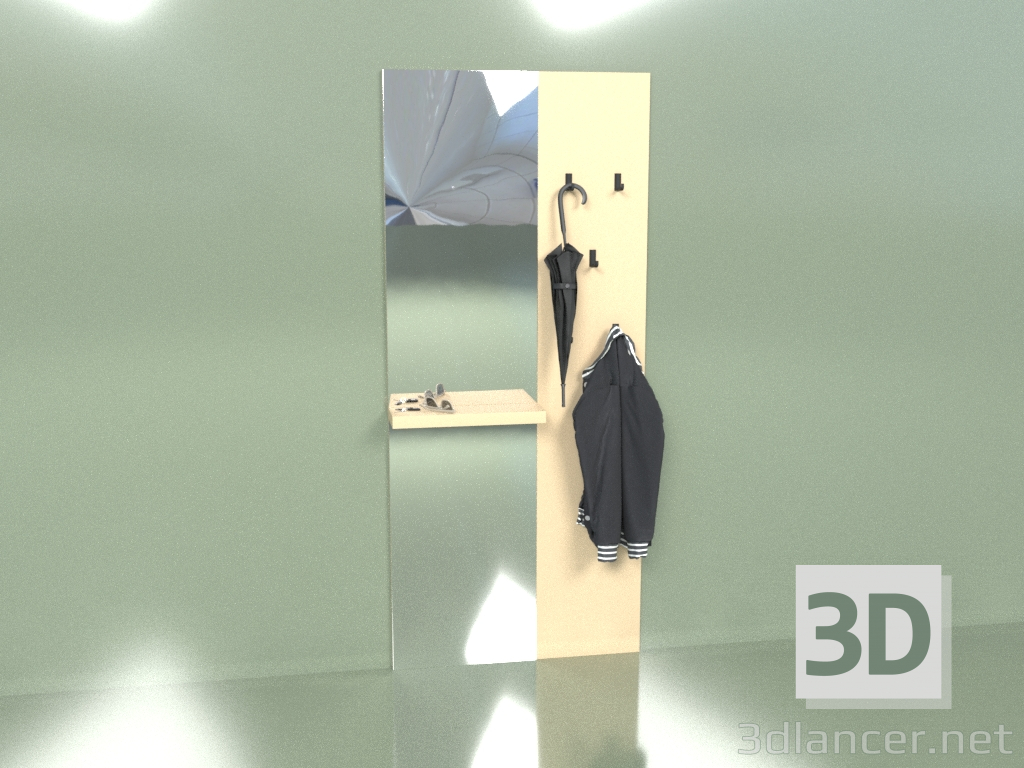3D Modell Kleiderbügel mit Spiegel und Ablage (10412) - Vorschau