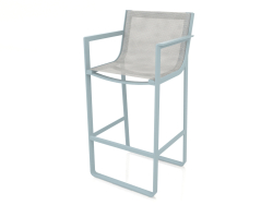 Stool with a high back and armrests (Blue gray)