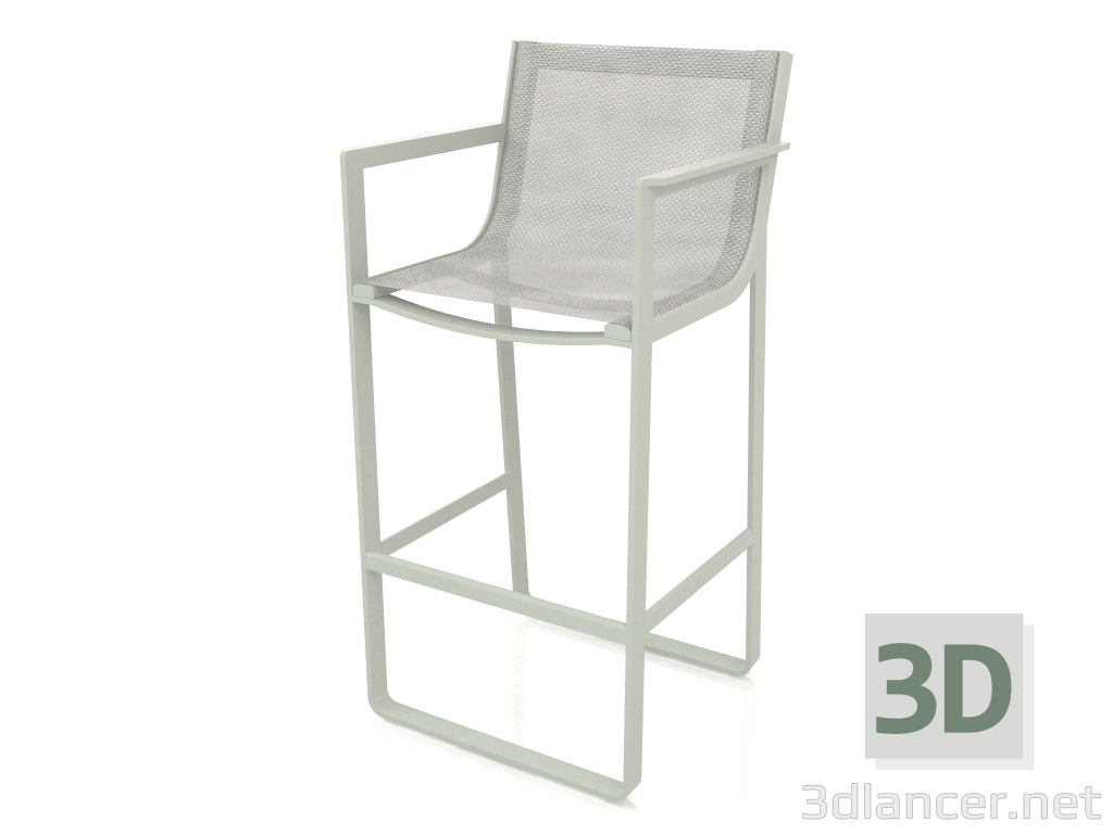 3D Modell Hocker mit hoher Rückenlehne und Armlehnen (Zementgrau) - Vorschau