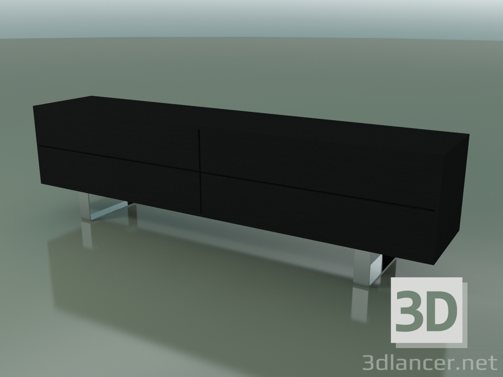 3d model Chest of 4 drawers (64, Brushed Steel Feet, Black Lacquered) - preview