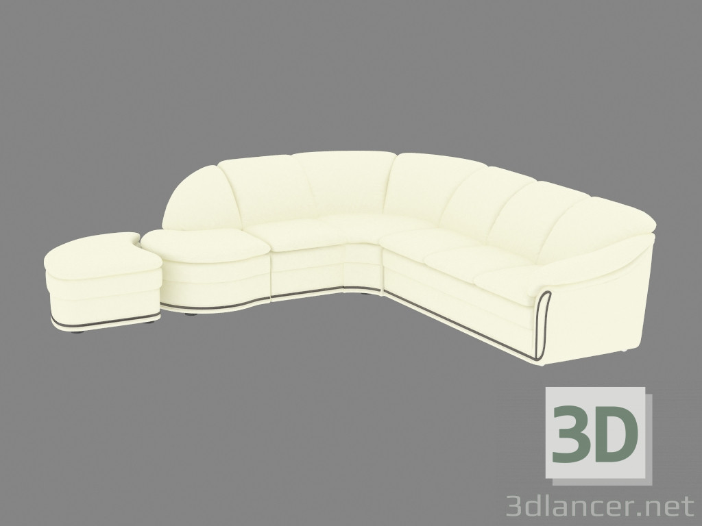 3d модель Диван угловой кожаный со спальным местом – превью