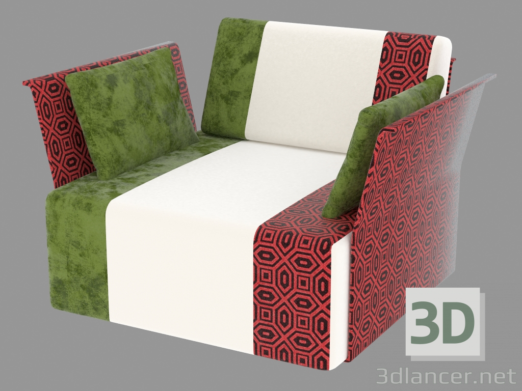 3D Modell Sessel mit Holzrahmen - Vorschau