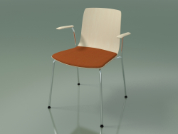 Sandalye 3976 (4 metal ayak, koltukta ve kolçaklarda yastık, beyaz huş ağacı)