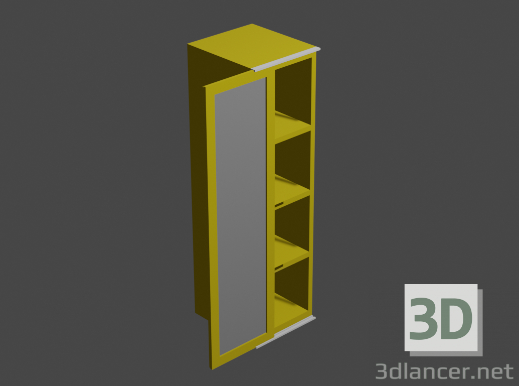 3d модель Зеркальный книжный шкаф – превью