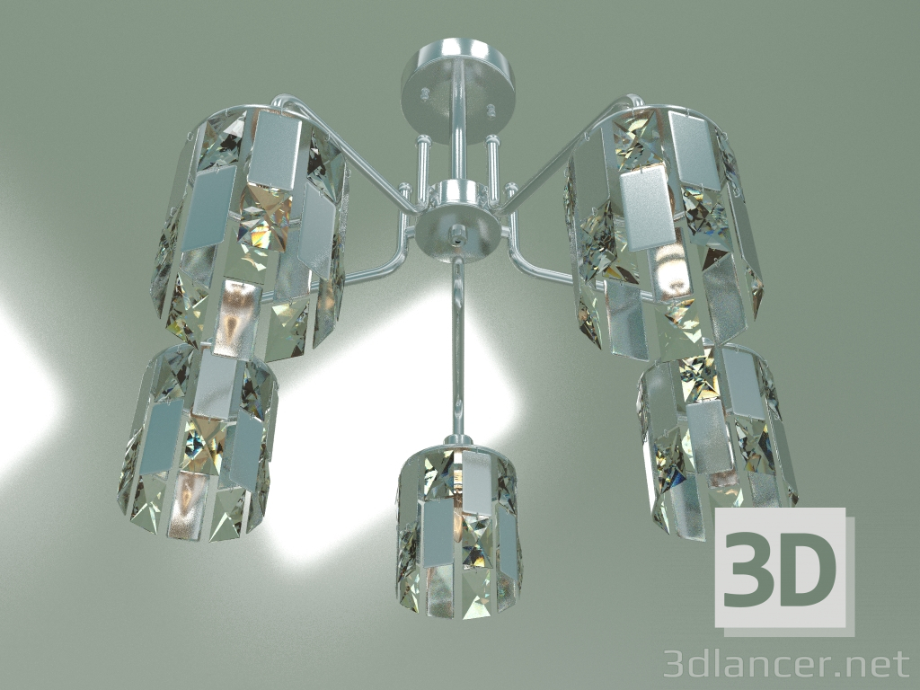modello 3D Lampadario a soffitto 10101-5 (cristallo cromo-trasparente) - anteprima