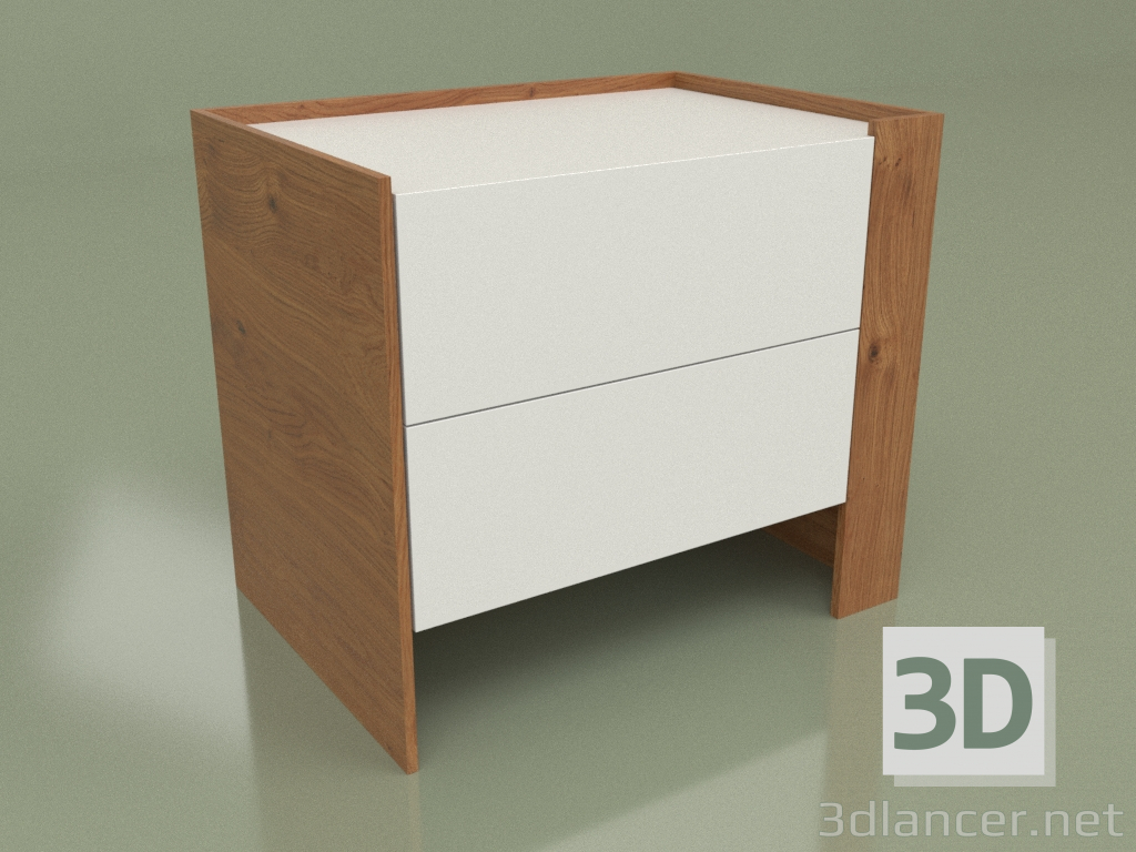 modèle 3D Table de chevet CN 200 (Noyer, Blanc) - preview