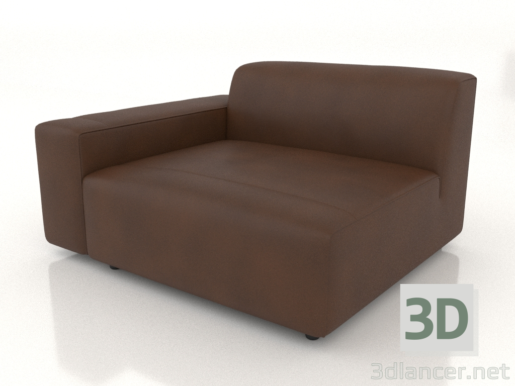 3D Modell Einzelnes Sofamodul mit niedriger Armlehne rechts - Vorschau