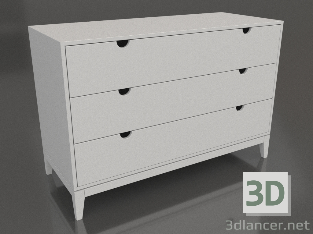 modello 3D Cassettiera 1200x500 mm (bianco RAL 9010 senza struttura legno) - anteprima