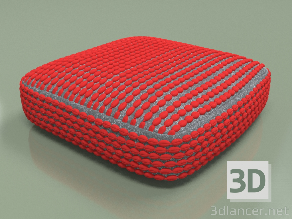 modello 3D Cuscino Rococò (rosso) - anteprima