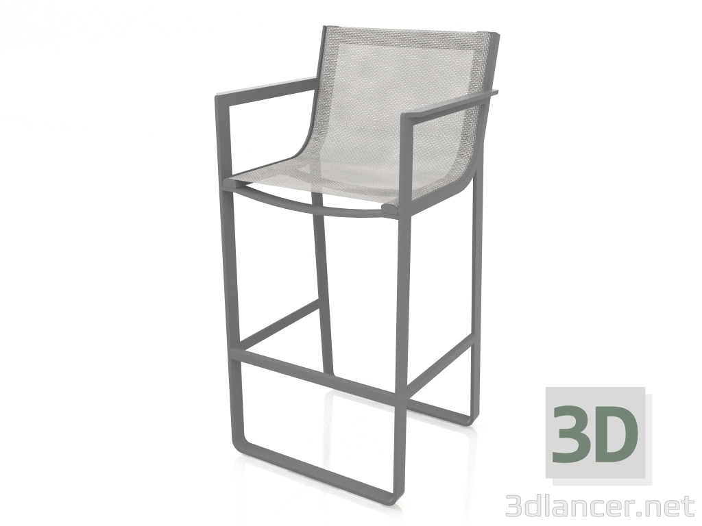 3d model Stool with a high back and armrests (Anthracite) - preview