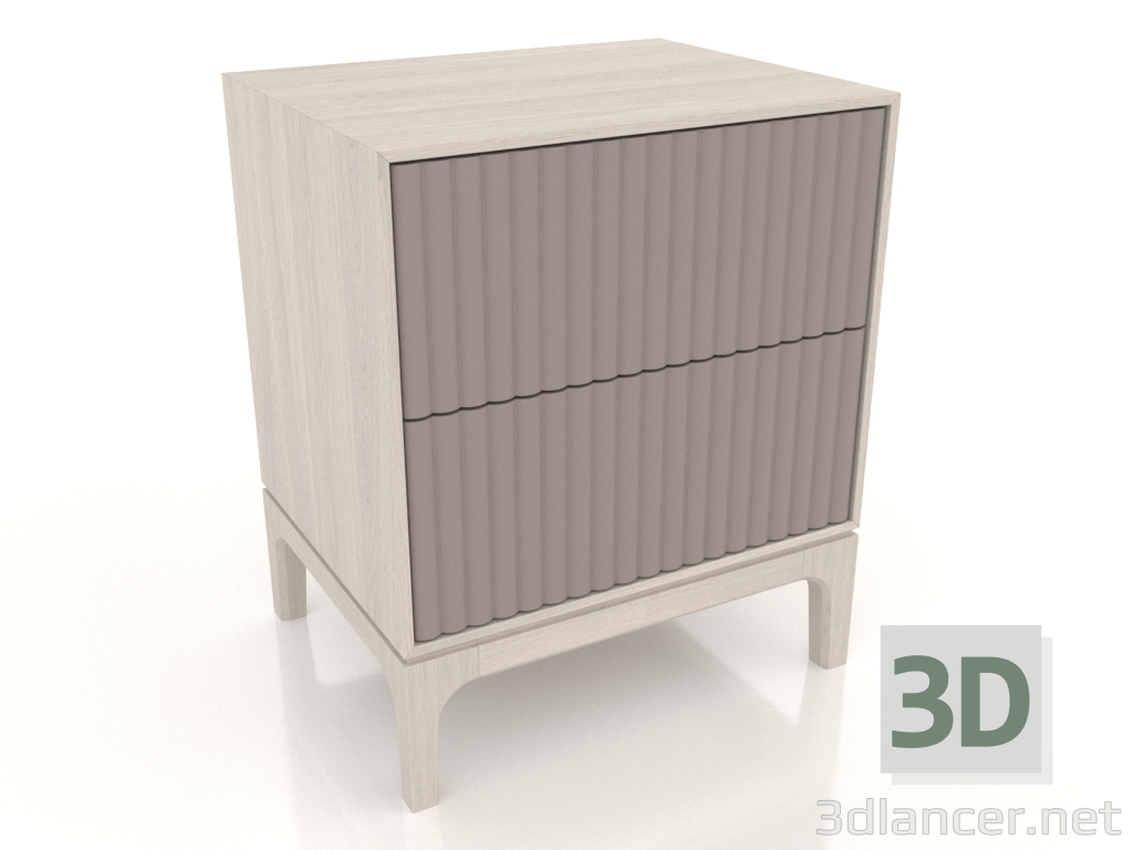 3d model FARGO bedside table 2 drawers with milled facades (platinum, bleached oak, option 4) - preview