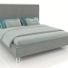 modèle 3D Lit double avec tête de lit moelleuse Melony - preview