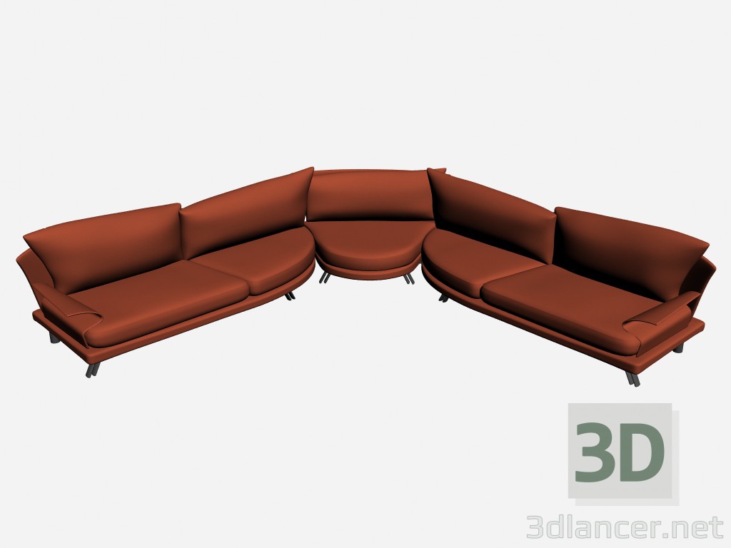modello 3D Un combinazione angolo di divano 2-x super roy 1 - anteprima
