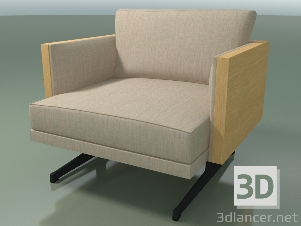 modello 3D Seduta singola 5211 (gambe a H, rovere naturale) - anteprima
