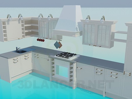 3d модель Светлый кухонный гарнитур – превью