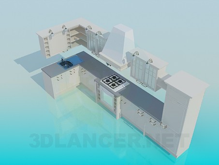 3d модель Світлий кухонний гарнітур – превью 3d модель Світлий кухонний гарнітур – превью