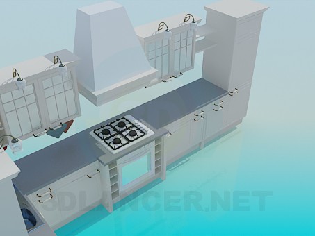3d модель Світлий кухонний гарнітур – превью 3d модель Світлий кухонний гарнітур – превью