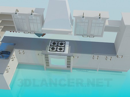 3d модель Світлий кухонний гарнітур – превью 3d модель Світлий кухонний гарнітур – превью