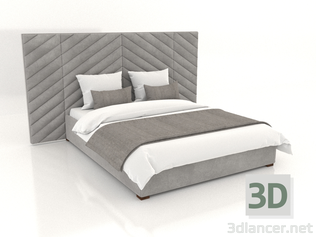 modello 3D Letto king-size Memphis con testiera alta - anteprima