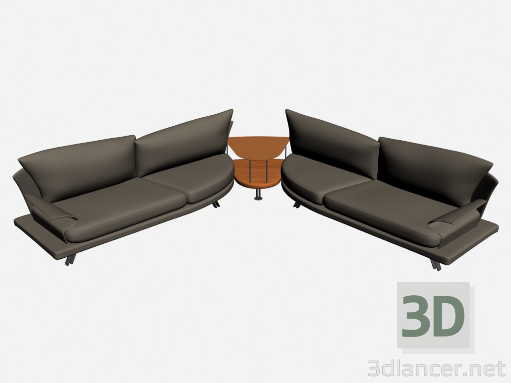 3D modeli Köşe kanepe (2-x birleşimi) süper roy 2 - önizleme